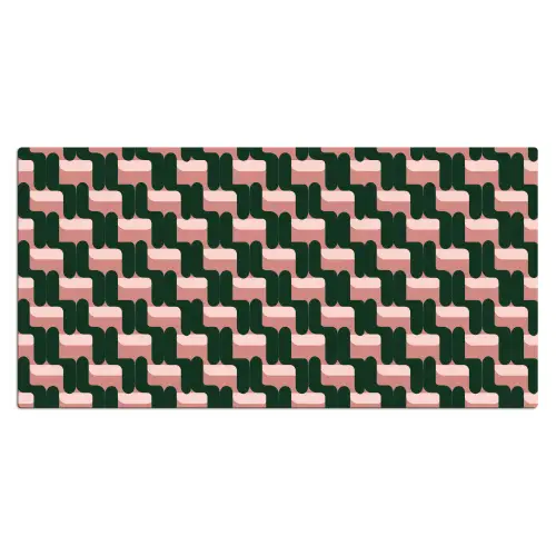 Vlechtpatroon - Groen - Roze - Geometrisch Muismat XXL klein 681 -3d_leeg