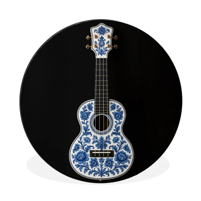 Muurcirkel aluminium Ukelele - Delfts - Blauw - Muziek