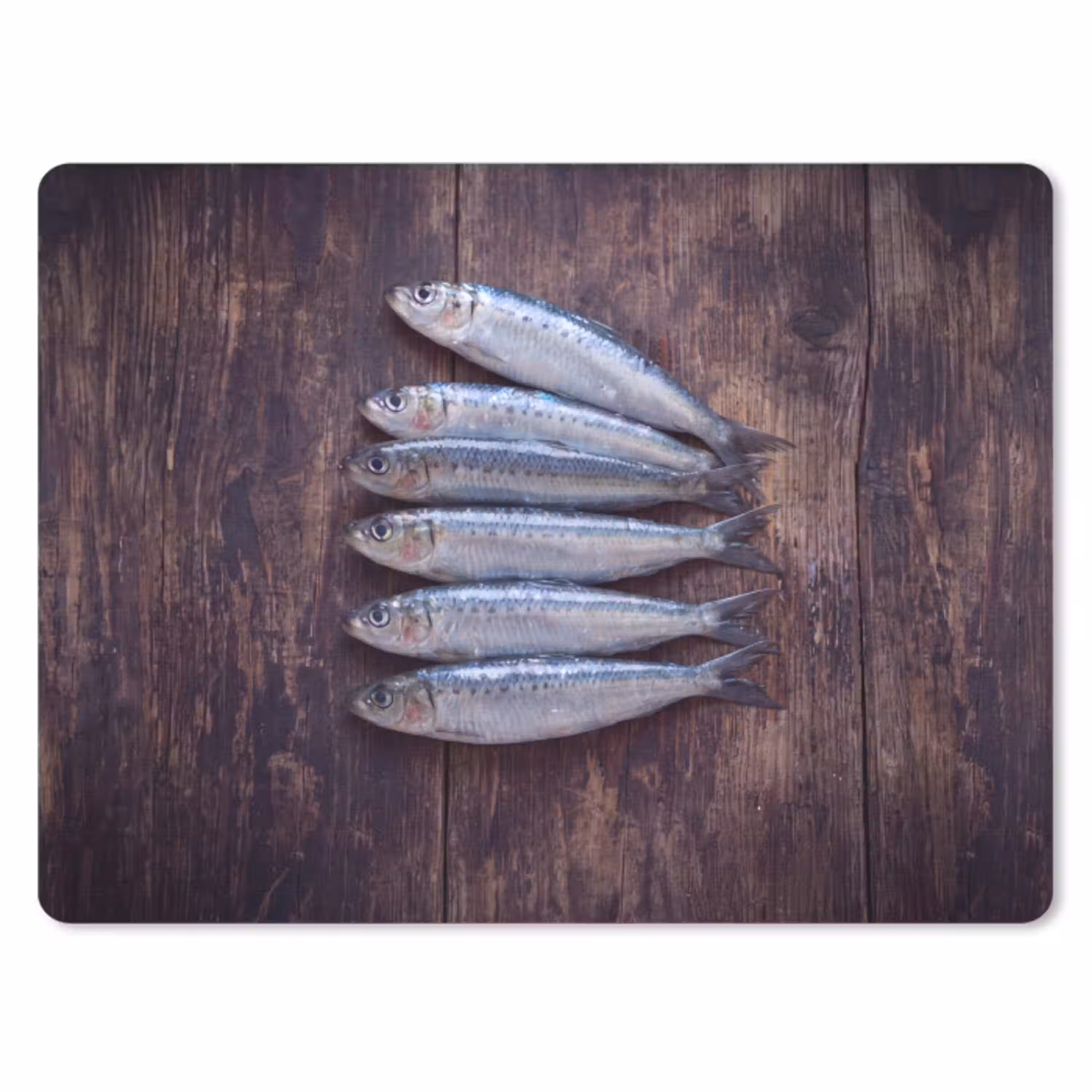 Vis - Hout - Eten muismat rubber klein -3d