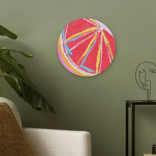 Grapefruit - Geschilderd - Roze - Strepen Akoestische PET Vilt - Rond klein -sfeer2