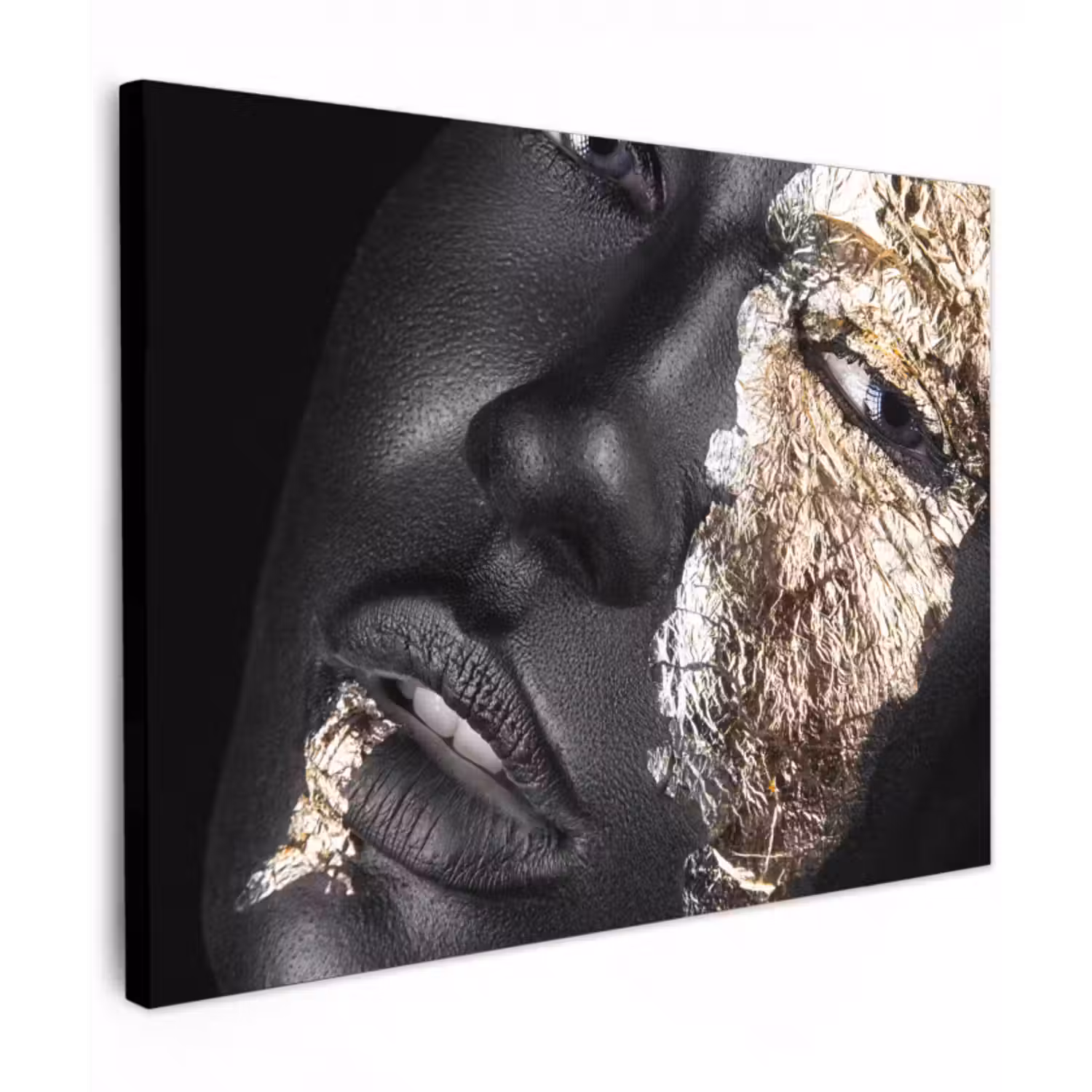 Leinwandbild - Frau - Gold - Schwarz - Farbe - Luxus