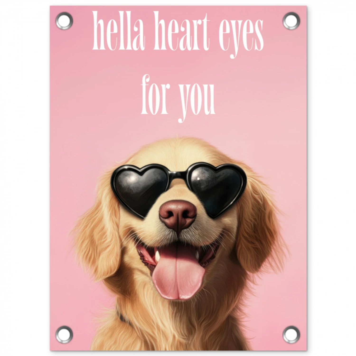 Zonnebril - Hartjes - Hond - Valentijn tuinposter los doek klein -3d