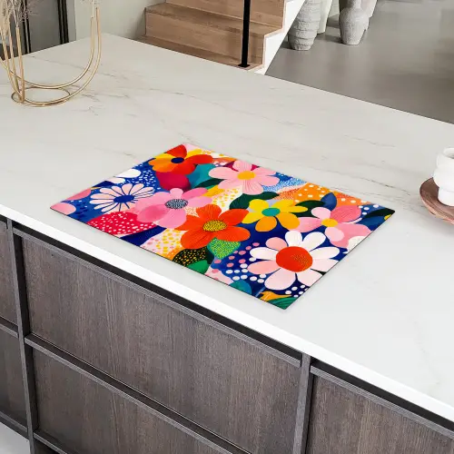 Bloemen - Kleurrijk - Stippen Inductie beschermer vinyl 3mm klein -sfeer8