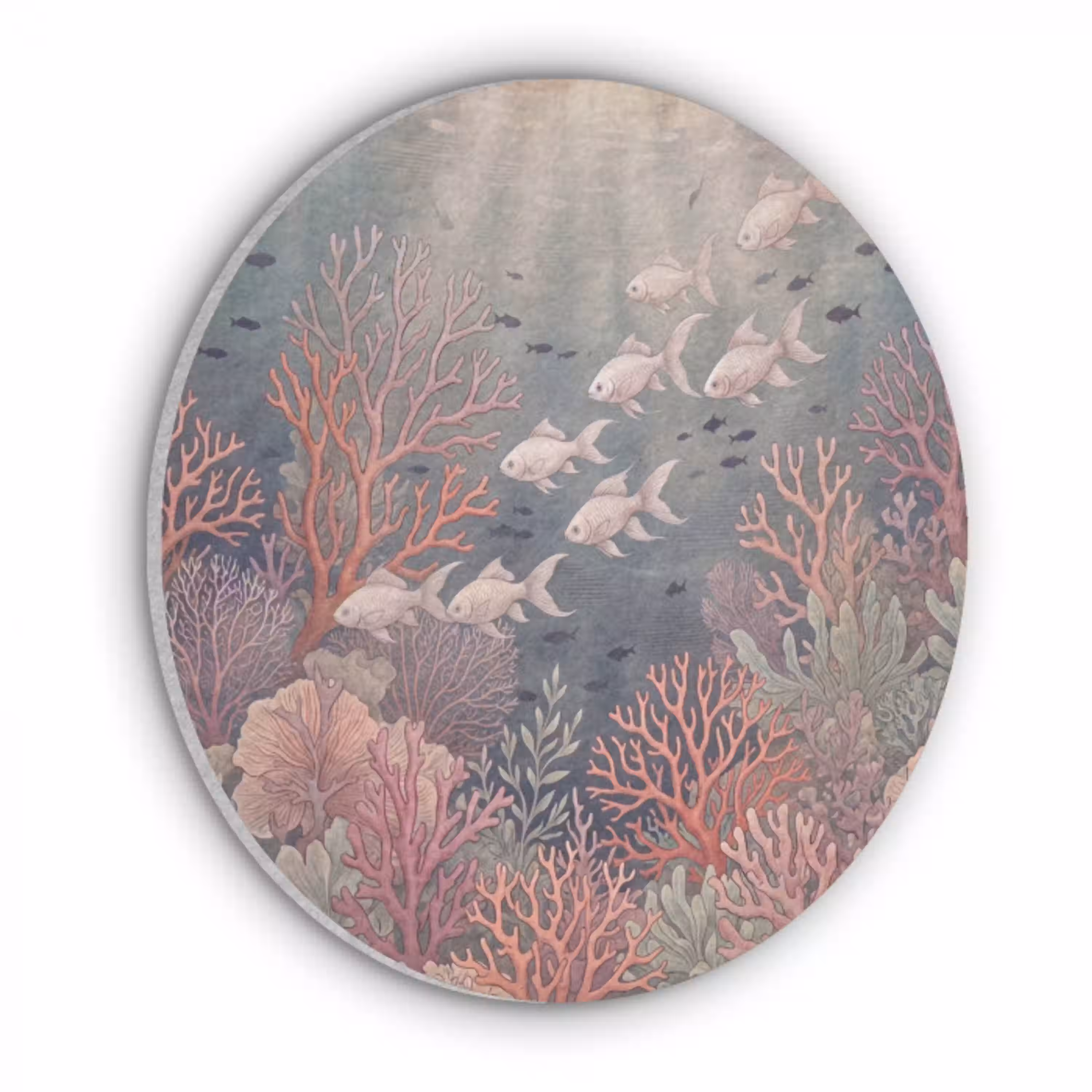 Vis - Koraal - Onderwater - Illustratie - Vintage Akoestische PET Vilt - Rond klein -3d