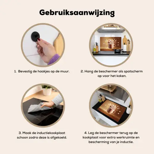 Chocomelk - Drinken - Warm - Bruin Inductie beschemer met haakjes klein -ky-gebruik-nl