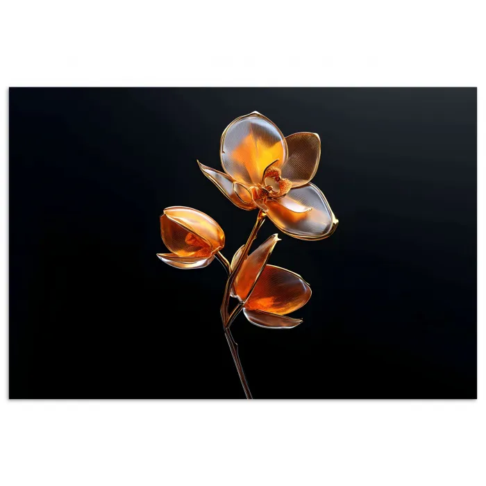 Bloem - Orchidee - Oranje poster papier klein -3d