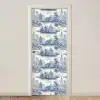 Huizen - Bomen - Water - Vogels - Blauw deurposter klein 289 -3d_beige