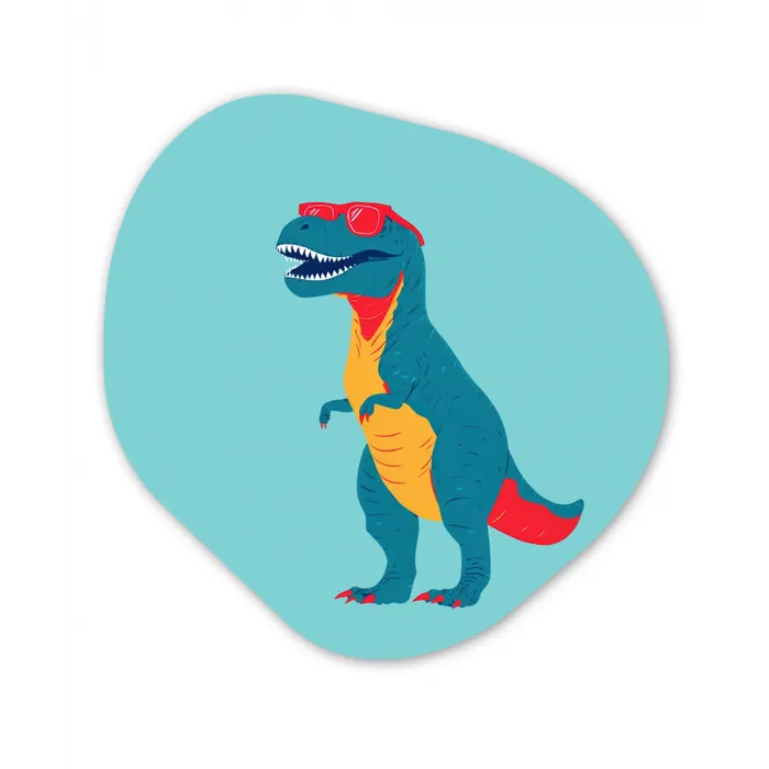 Dinosaurus - Blauw - Zonnebril Wandcirkel Organisch Forex 3mm klein -3d
