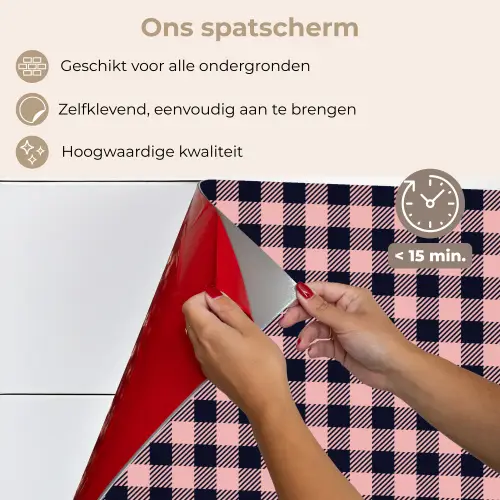 Plaid - Patroon - Roze - Zwart keuken achterwand spatscherm klein 900 -spatscherm_NL