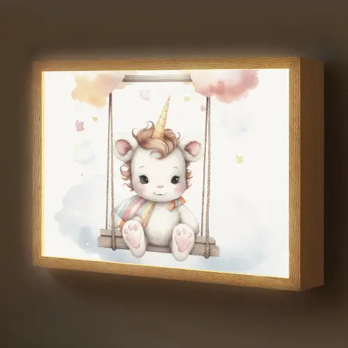 Eenhoorn - Dier - Kinderen - Unicorn Light Box met batterij (Wandlamp kind) middel -z3d_website