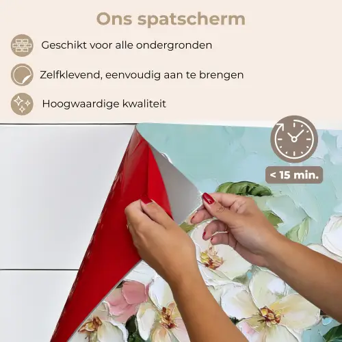 Bloesem - Bladeren - Lichtblauw keuken achterwand spatscherm klein -spatscherm_NL