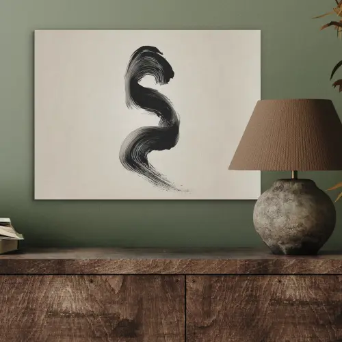 Penseelstreek - Zwart - Minimalistisch PET vilt klein -sfeer2