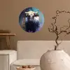 Stier - Zwart - Abstract - Horens Wandcirkel behangsticker klein -sfeer1