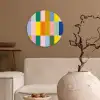 Stroken - Blauw - Patroon - Abstract Wandcirkel kunststof plaat 5mm dik klein -sfeer1