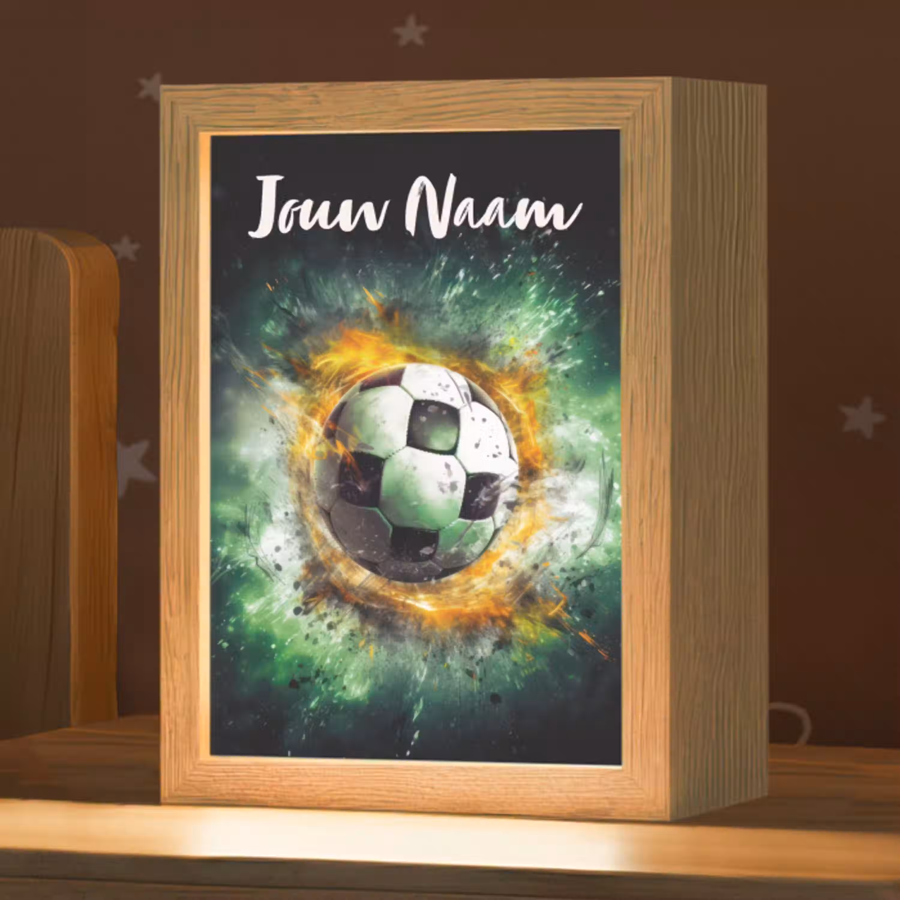 Bal - Voetbal - Groen - Oranje - Rook Light Box met kabel (Kinderlampje) klein -zzz_3d_website