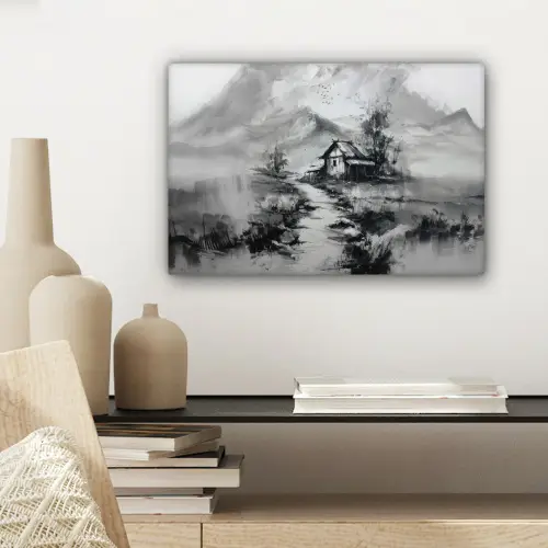 Hut - Grijs - Bergen - Mistig canvas 2cm klein -sfeer6