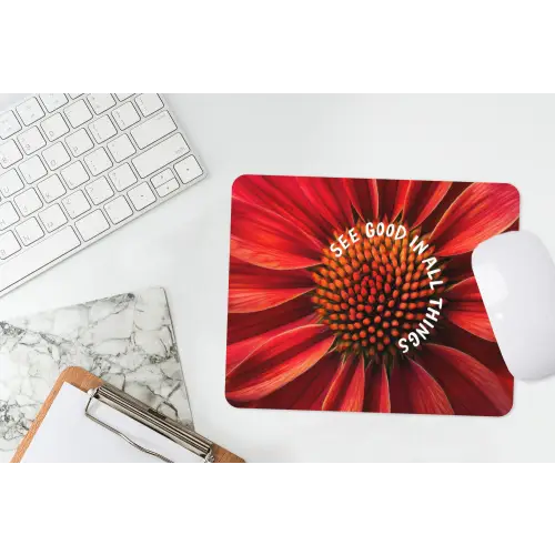 Close up - Bloem - Quote - Rood muismat rubber klein -witbureau