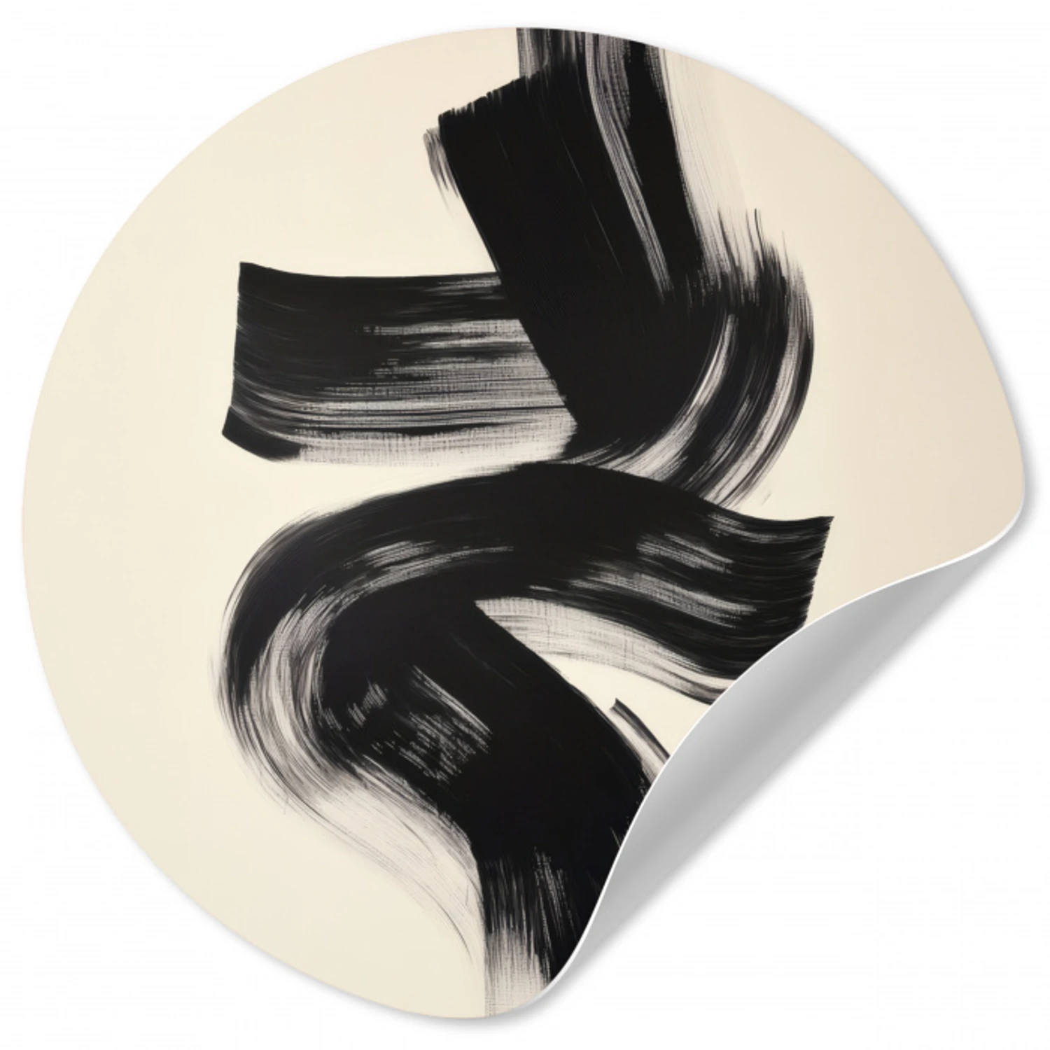 Strepen - Zwart - Abstract Wandcirkel behangsticker klein -3d