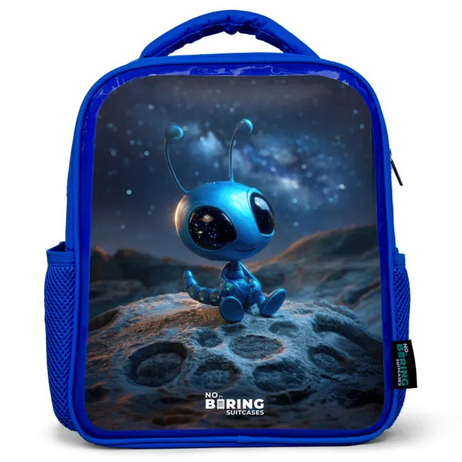 Blauw buitenaards wezentje onder sterrenhemel Kinderrugzak - Blauw middel -3d