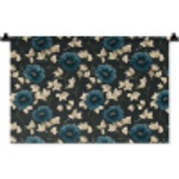 Botanisch - Bloemen - Blauw Wandkleed katoen klein 269 -zz3d