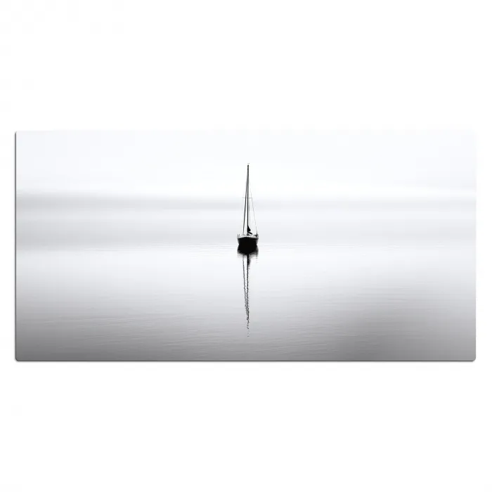 Zeilboot - Zwart - Water - Silhouet Muismat XXL klein -3d_leeg