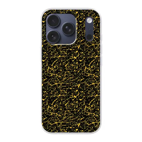 Spat - Waterverf - Geel - Zwart Telefoonhoesje iPhone 17 Pro klein 878 -3d