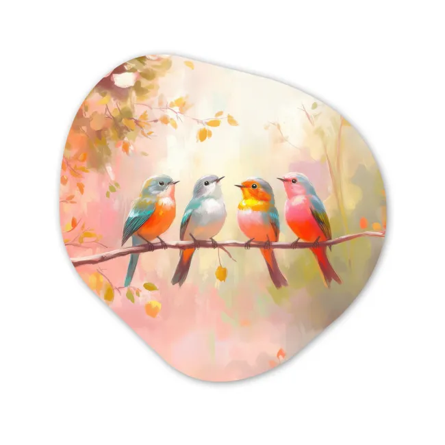 Organisch schilderij forex - Vogels - Kleurrijk - Tak