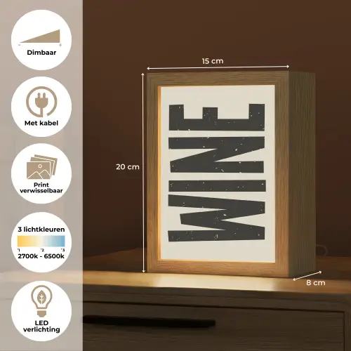 Zwart - Wijn - Decoratie - Vintage Light Box met kabel (Wandlamp) klein -USP_websiteoverzichtNL