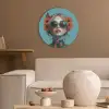Vrouw - Blauw - Vlinder - Bloemen - Aesthetic Akoestische PET Vilt - Rond klein -sfeer1