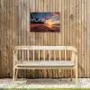 Palmbomen bij Zonsondergang Tuinposter op houten frame 2 cm dik klein -sfeer4