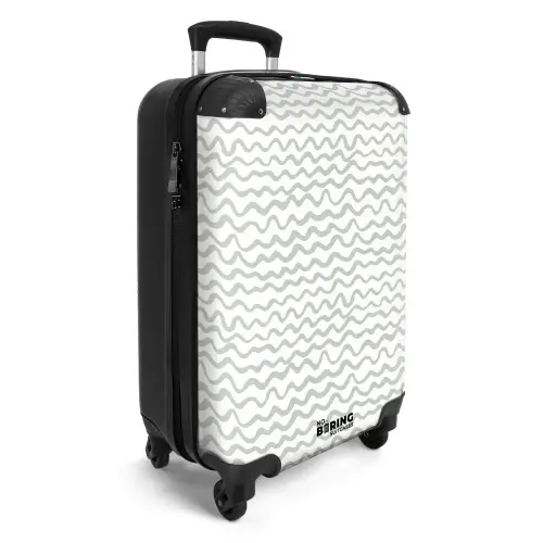 Grijze golflijnen op wit NBS - Handbagage koffer - Volwassenen Unisex middel -productfoto_3d