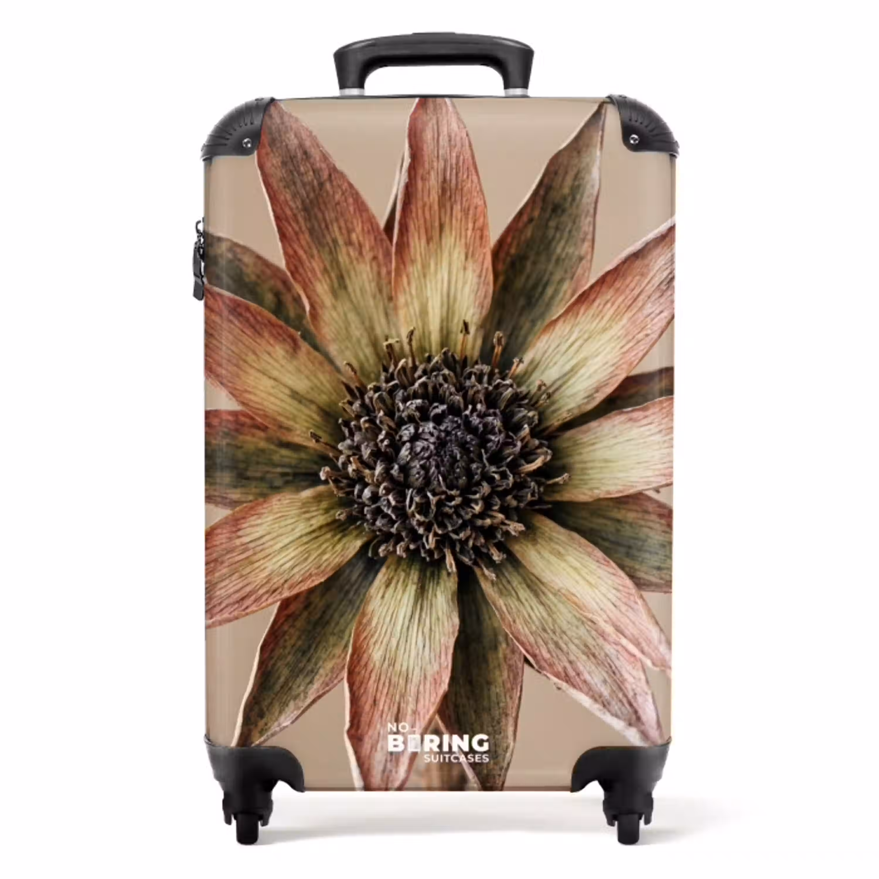 Droogbloem - Protea - Vintage - Beige - Rustiek NBS - Handbagage koffer - Volwassenen Unisex middel -productfoto_recht