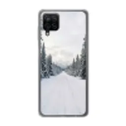 Weg - Sneeuw - Naaldbos - Winter - Avontuurlijk Telefoonhoesje Samsung Galaxy A12 klein -3d