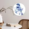 Vogel - Delfts blauw - Illustratie - Bloemen Wandcirkel kunststof plaat 5mm dik klein -sfeer4