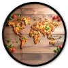 Wereldkaart - Pizza - Houten ondergrond Fotolijst rond zonder passe partout klein -3d