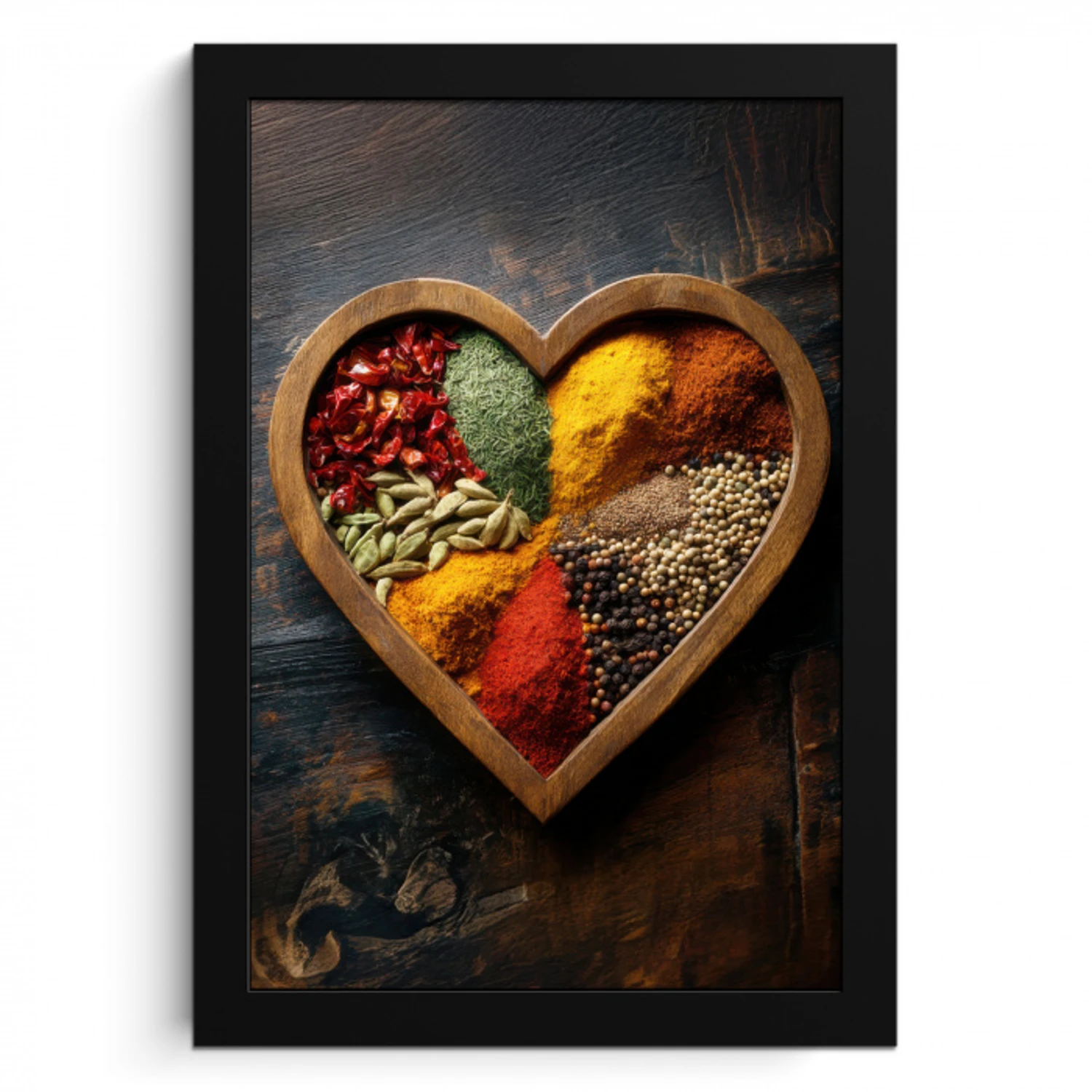Houten - Hart - Kleurrijke - Specerijen KitchenYeah - Keuken - Fotolijst klein -3d