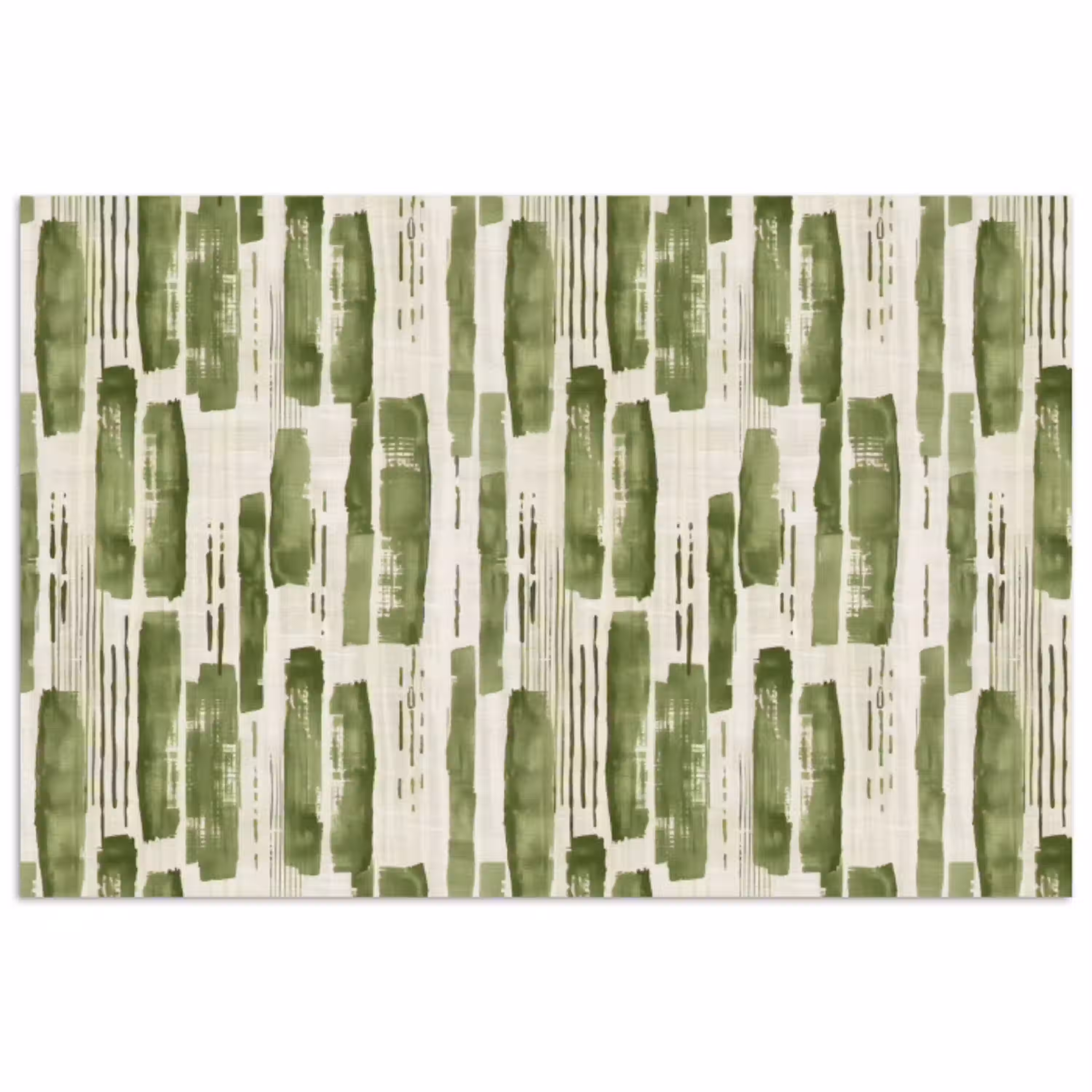 Groen - Abstract - Penseelstreken - Linnen - Patroon poster papier klein 62 -3d