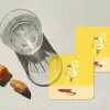 Wijnglas - Citroen - Geel - Minimalistisch onderzetter kurk middel -sfeer4