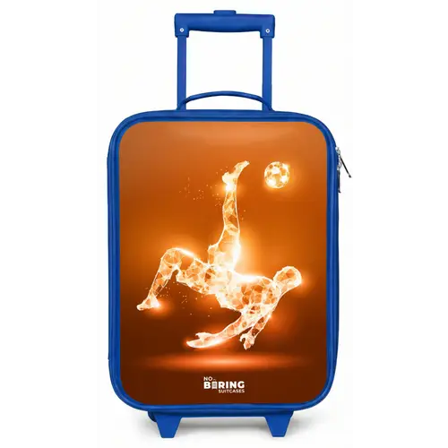 Oranje lichtvoetballer in zweefmoment Kinderkoffer - Blauw klein -zz3dotto
