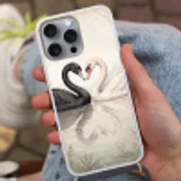 Zwanen - Hartvorm - Dieren Hoesje iPhone 16 Pro Max met koord klein -sfeer3