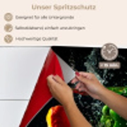 Paprika - Groente - Water - Zwart - Rood - Groen - Geel keuken achterwand spatscherm klein -spatscherm_DE