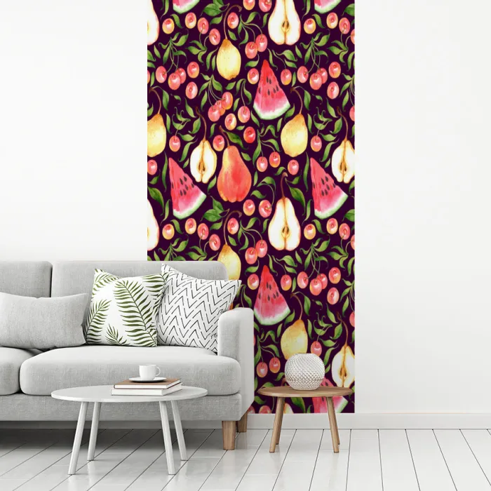 Donker - Bladeren - Fruit - Patroon fotobehang vinyl groot 64 -woonkamer