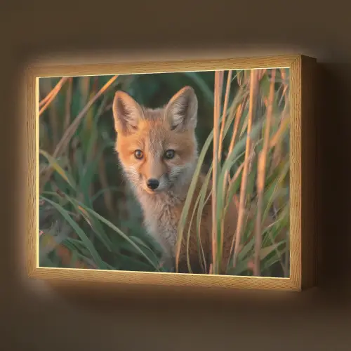 Vos - Oranje - Gras Light Box met batterij (Wandlamp) middel -z3d_website