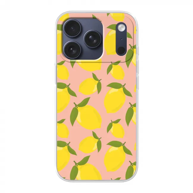 Telefoonhoesje - Citroenen - Geel - Roze - Patroon - Vruchten