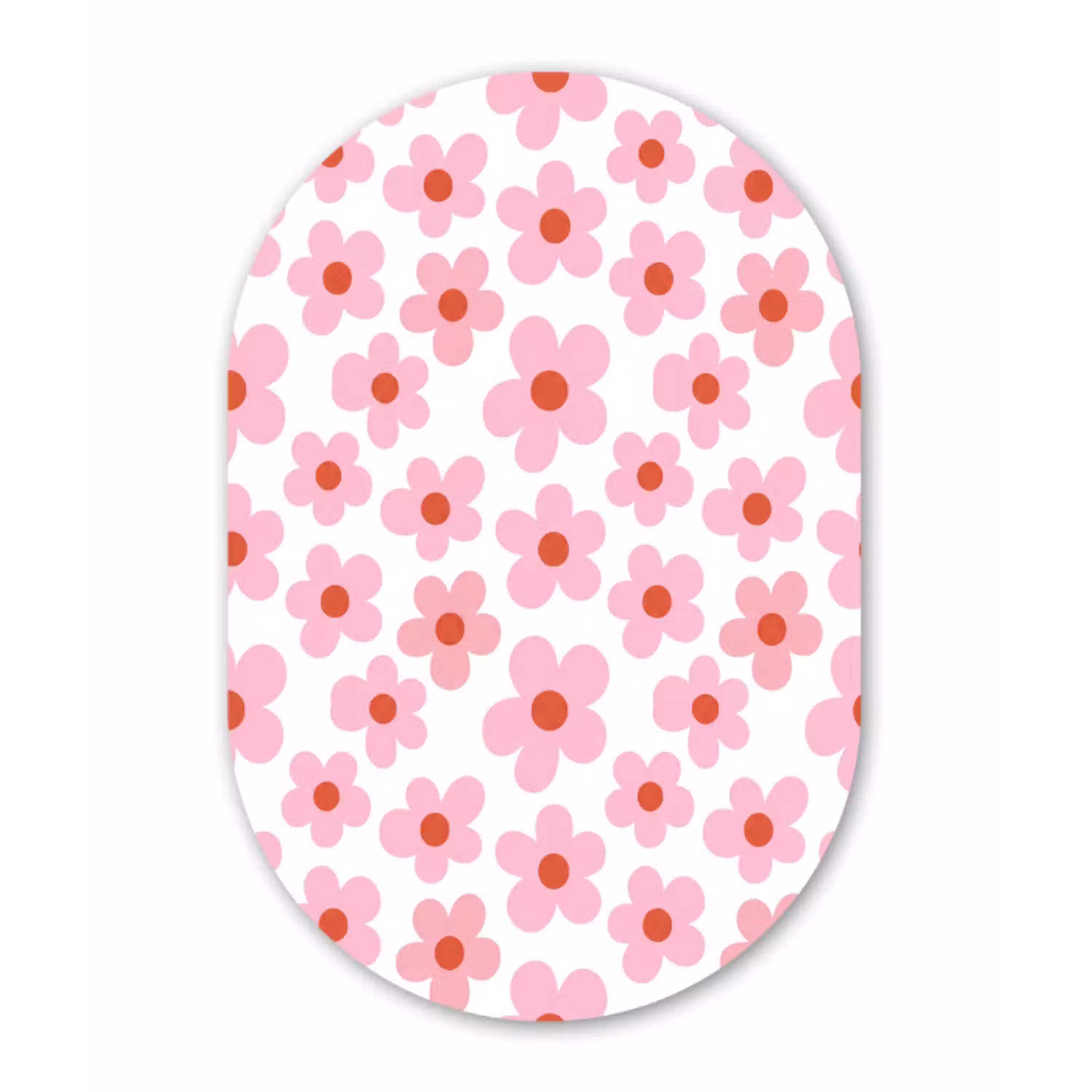 Bloemen - Patroon - Modern - Roze - Wit Wandcirkel Ovaal Aluminium middel -3d