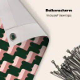 Vlechtpatroon - Groen - Roze - Geometrisch Balkonbeschermer Duitsland klein 596 -closeup_NL