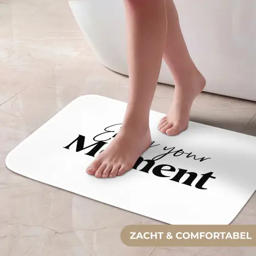 Quotes - Enjoy your moment - Wit - Spreuk Badmat klein -USP_ZachtNL