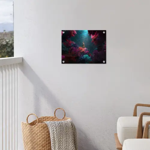 Standbeeld - Zeebodem - Koraal - Kleurrijk tuinposter los doek klein -sfeer8