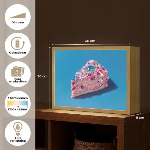 Taart - Edelstenen - Glitters - Roze Light Box met batterij (Wandlamp) middel -USP_websiteoverzichtNL