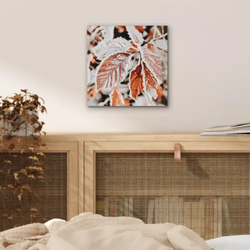 Bladeren - IJs - Winter - Natuur aluminium wit klein -sfeer3